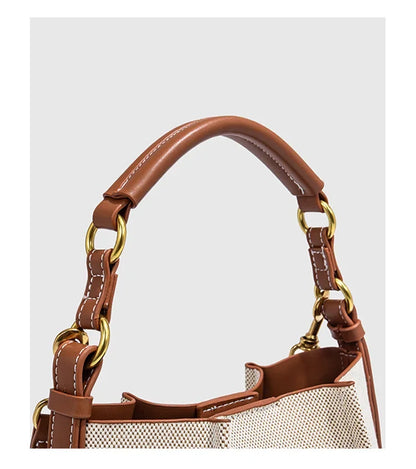 2024 New Large Capacity Women's Crossbody Bag With Wide Shoulder Strap Single Handbag Canva Bucket Bag Motorcycle Equipment Acce