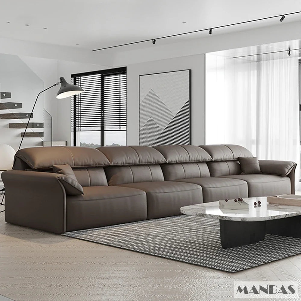 Electric Genuine Leather Sofa Bed Convertible Recliner – Modern Sectional Sleeper Couch with Adjustable Seats and Chaise Lounge