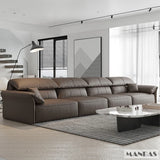 Electric Genuine Leather Sofa Bed Convertible Recliner – Modern Sectional Sleeper Couch with Adjustable Seats and Chaise Lounge