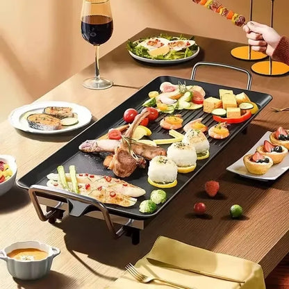 Electric KOREAN BBQ Smokeless Grills, Nonstick Surfaces &amp; Adjustable 5 Temperature Setting, Indoor/Outdoor Grill