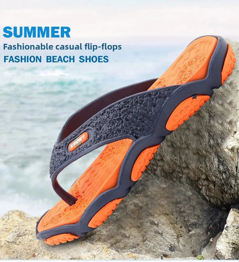 Men's Summer 2025 Trendy Flip-Flops Beachwear Slippers Anti-slip Deodorant Casual Shoes Plastic Slip-On Sandals for Adults