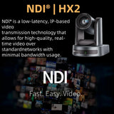 4K/1080P SDI NDI PTZ Camera 10X/20X Optical Zoom, HDMI/USB/POE | IP Live Streaming Camera for Church/Meeting/Broadcast (Youtube)