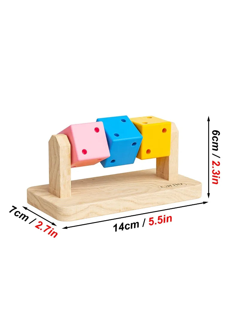 1pc Funny Colorful Wooden Rubik's Cube-shaped Interactive Chewing Toy for Small Pet Birds Parrots Hamsters Boredom Relief Toys
