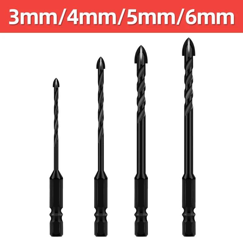 Cross Hex Drill Bit Set For Concrete Porcelain Tile Glass Metal Professional Multifunction Drill Bits Kit Tools Carbide Drills