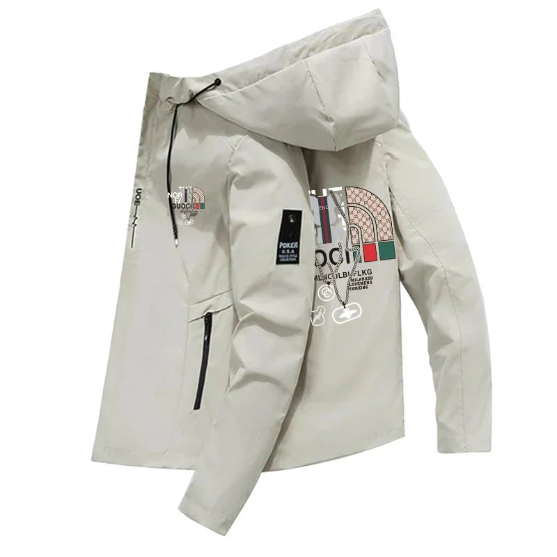 2024 Spring Autumn Fluffy Jacket Windproof Men's Casual Jacket Sports Print Hoodie Fashion Jacket for Men