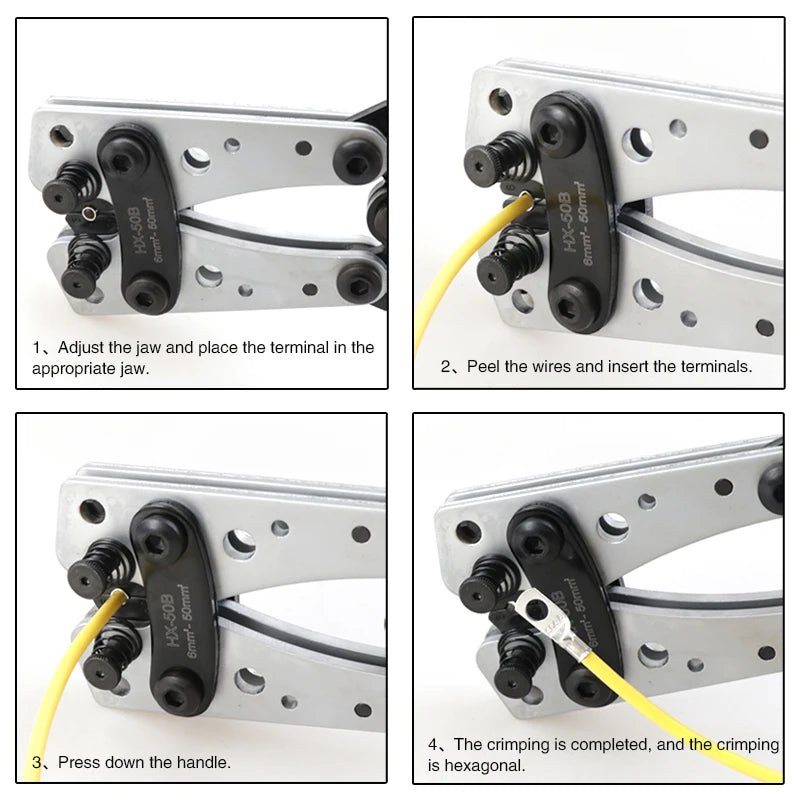 Crimping Pliers Tube Terminal Crimper Hex Crimp Tool Multitool Battery Cable Lug Cable Hand Tools HX-50B 6-50mm² AWG 10-0