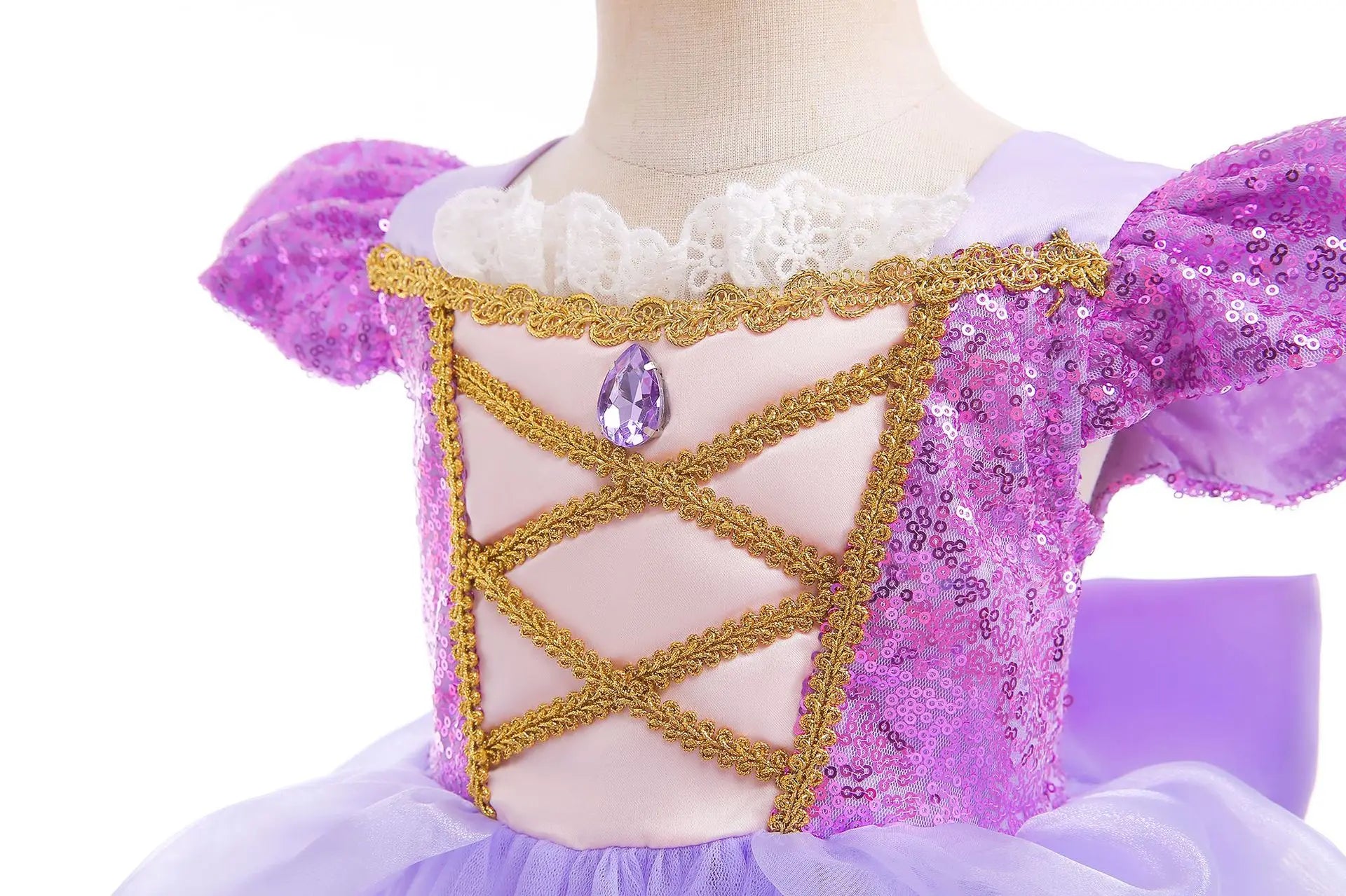 Vestido de Princesa Rapunzel de Verão – Cosplay Enrolados / Halloween / Festa de Aniversário – Fantasia Infantil