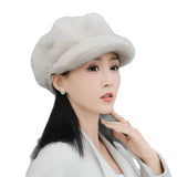 High Quality Cold Protection Women's Beret Solid Color Imitation Mink Winter All-Match Hat Light Luxury Thick Warm Hat