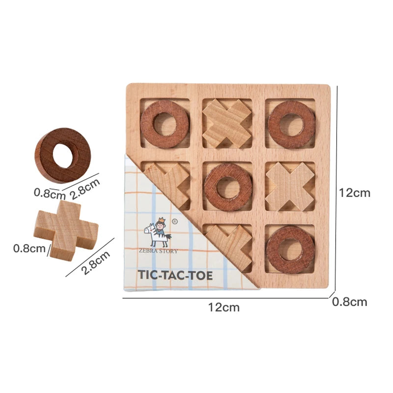 Brinquedo Educativo de Madeira Montessori – Mini Xadrez, Jogo de Interação e Quebra-Cabeça para Estimulação Cognitiva e Aprendizado Infantil