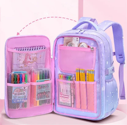 Primary Bow Knot Schoolbag With Rabbit Pendant For Girls Orthopaedics Kids Backpack Kawaii Waterproof School bag