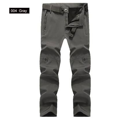 TRVLWEGO Winter Men Camping Hiking Pants Travel Soft Shell Warm Waterproof Fleece Windproof Outdoor Skiing Trekking Trousers