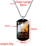Colgante de una pieza, collar de hombre con orden de recompensa de 3 mil millones de Luffy, collar con etiqueta de perro de acero inoxidable con orden de búsqueda para hombres, collares