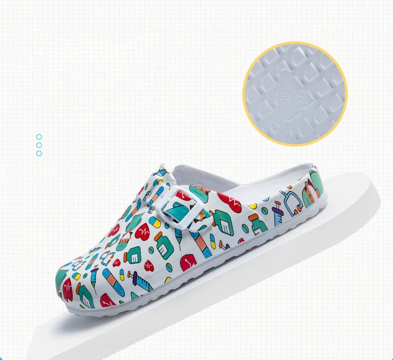 Print Medical Clogs Slip Resistant Doctor and Nurse Slippers Ultra Light Dentist Veterinary Footwear Premium Surgical Shoes YC-1