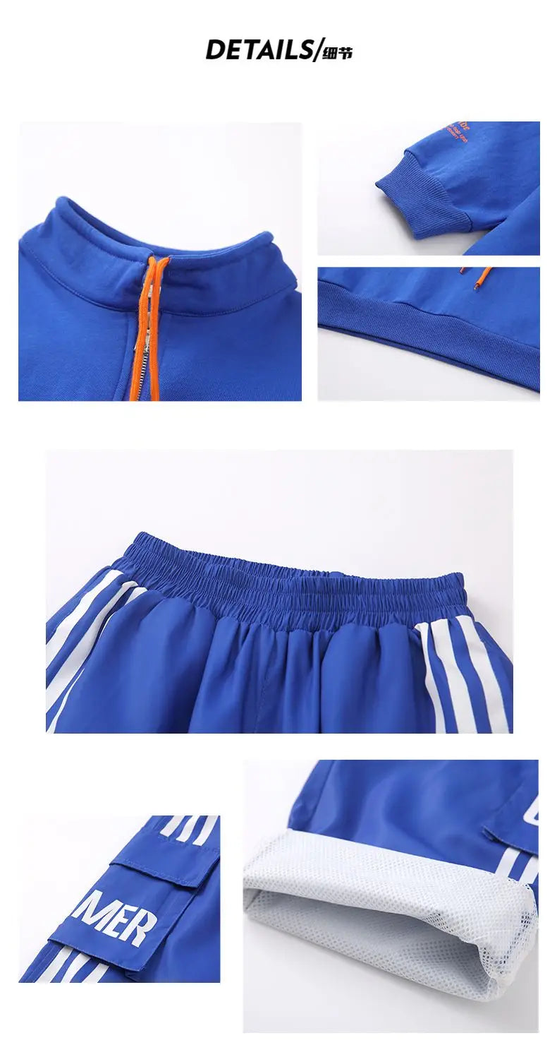 Boys Hip Hop Pullover Street Dance Cargo Pants Girls High Collar Sweatshirt Outfits Kids Jazz Sport Clothes Set Child Streetwear