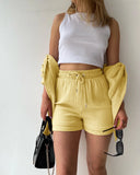 Solid Color Casual Loose Short Pants Sets For Women 2025 Elegant Summer Women's Two Pieces Suit Full Set Female Outfit Clothes