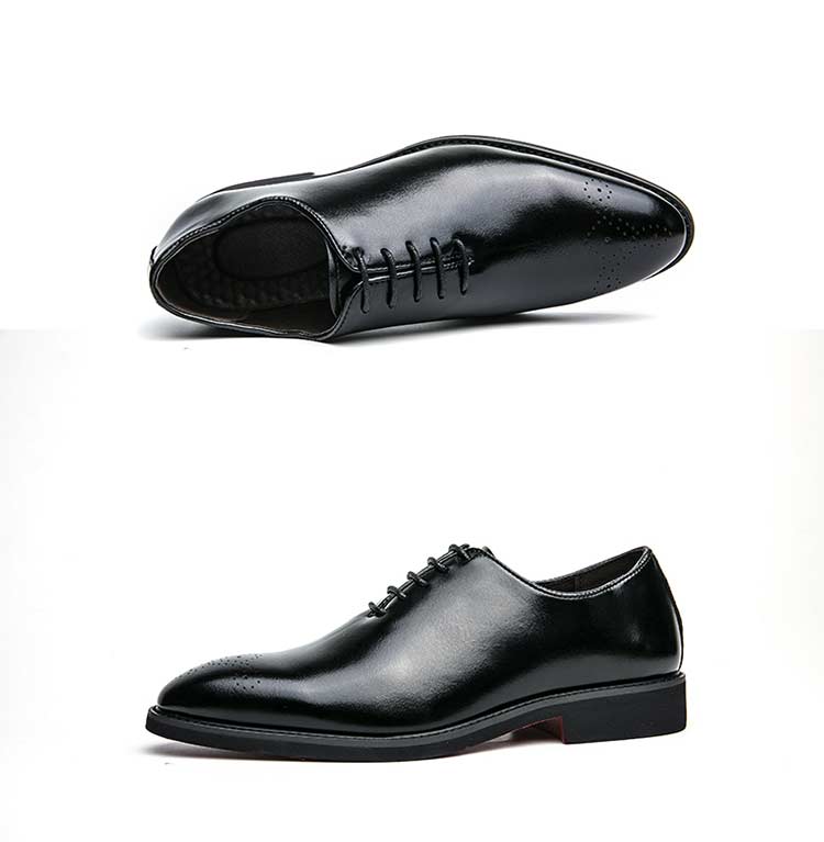 New Red Sole Brogue Shoes Men Black Business Men's Formal Shoes Lace-up Round Toe Spring/Autumn