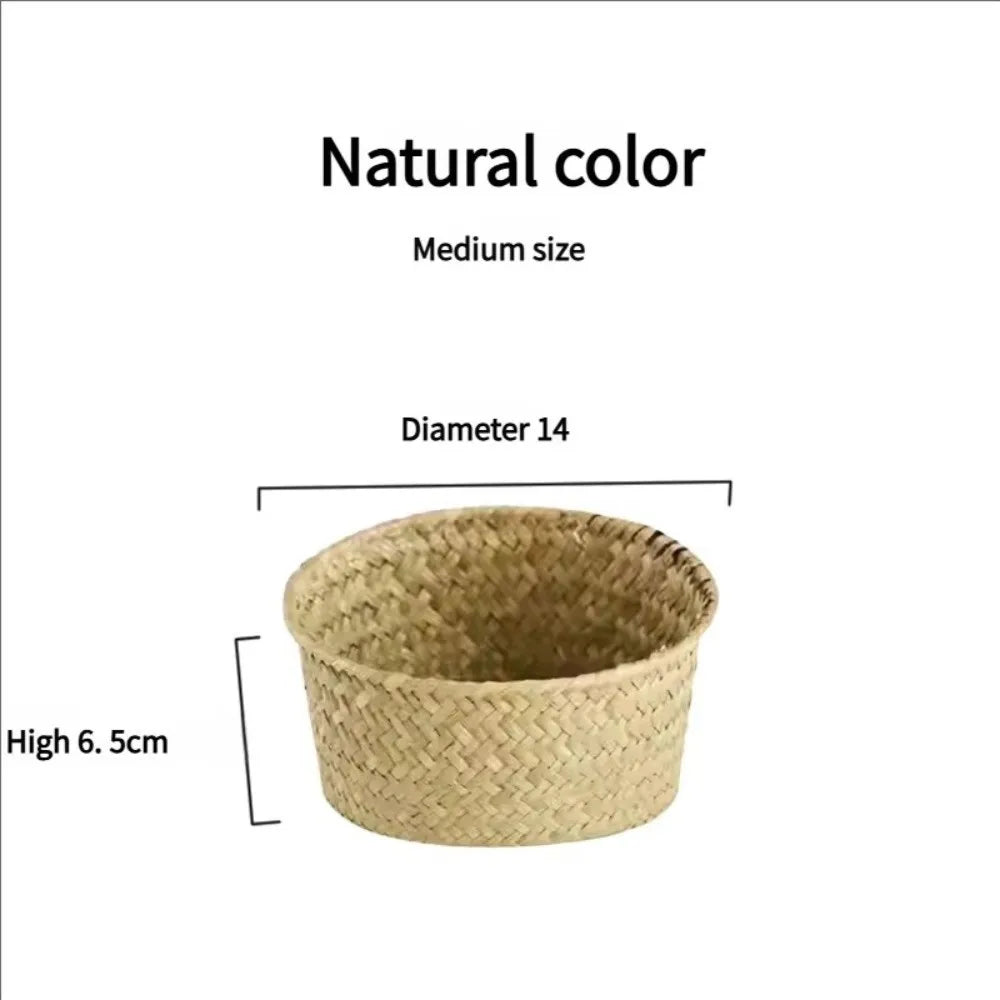 Imitation Rattan Rattan Storage Baskets Sundries Organizer Home Desktop Decoration Kitchen Storage Basket Vegetable Fruit