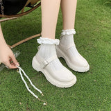 Women's Luxury Beaded Mary Jane Leather Shoes Spring/Autumn Fashion Comfortable Elegant Flat Black Walking Shoes Zapatos Mujer
