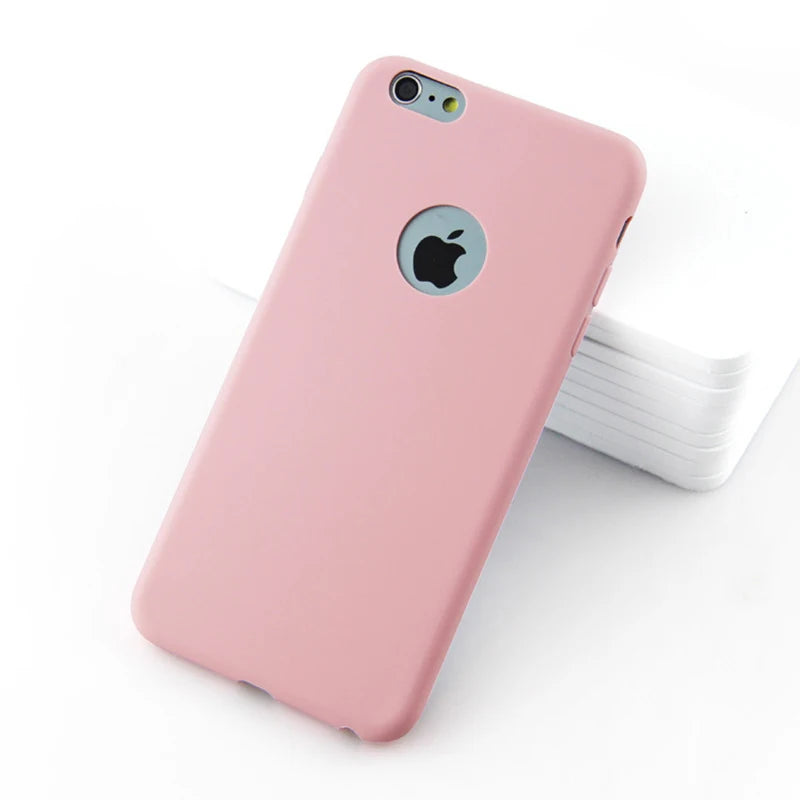 Silicon Case for iPhone 6S 6 7 8 Plus SE 2020 11 12 Pro Max 12 mini X XS MAX XR Gel Cell Phone Cover Casing Coque With logo hole