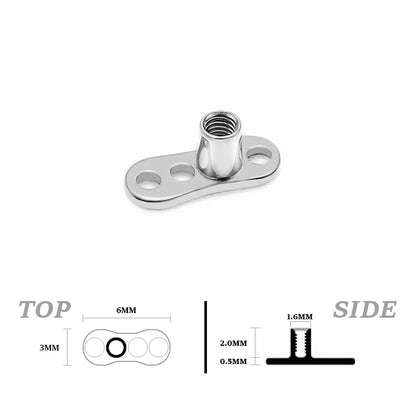 Piercing microdermal Medusa de titanio con cristal dérmico, superficie superior, 1,6 mm, 14 g, 3, 4, 5 y 7 mm, color de joya a elegir, 1 unidad