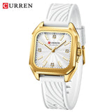 Relógio feminino quadrado minimalista pulseira pulseira de silicone casual