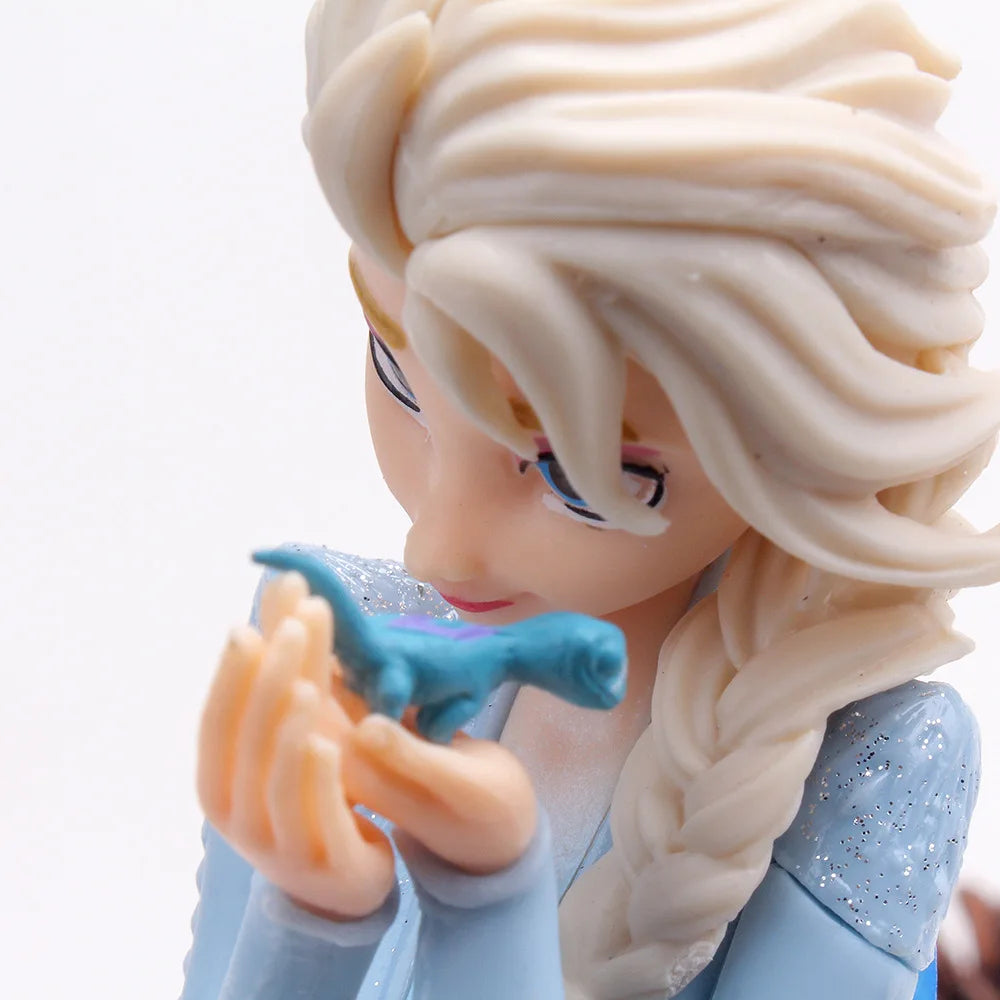 21cm Disney Frozen Snow Queen Elsa Princess Holding Fire Dragon In Hand PVC Action Figure Anime Doll Toys Christmas Gift For Kid