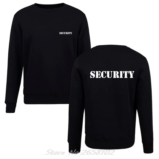 Sudadera con capucha de seguridad para hombre, para personal de eventos, color negro, de doble cara, con cuello redondo, unisex, estilo Harajuku