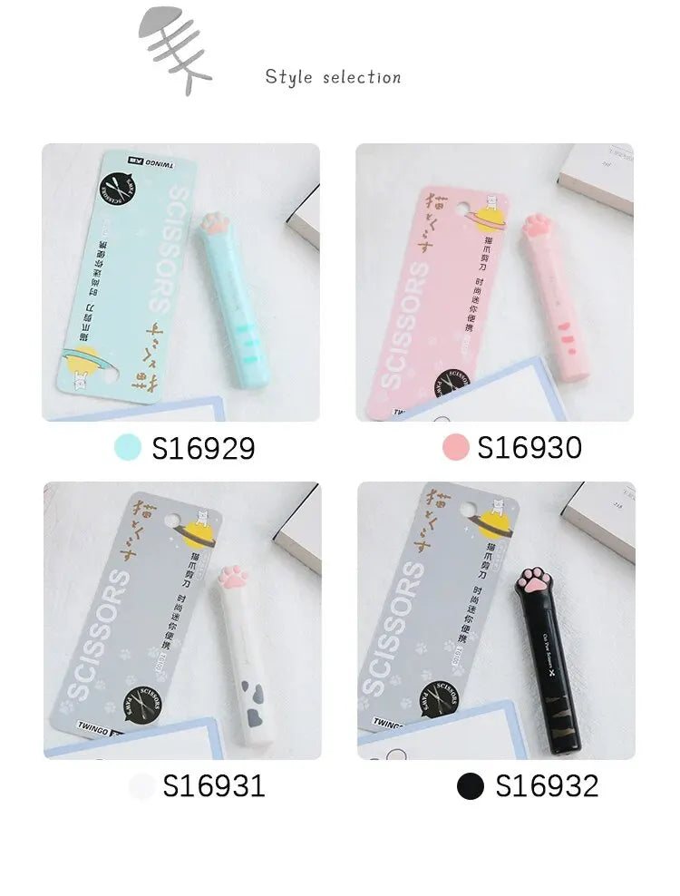 4Style Portable Folding Cat's Paw Scissors Stainless Steel Art Tool Multi-Function Pen-Shaped Scissors for Handbooks  Office Use