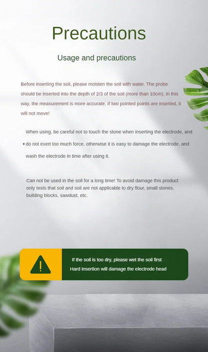 Medidor de humedad del suelo Sensor de agua para plantas Probador de humedad seca del suelo Detector de humedad especial para plantar flores en macetas en el hogar
