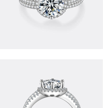 PERFANY 2/3CT Moissanite Ring for Women S925 Pure Silver Plated 18K White Gold Diamond Wedding Ring Luxurious Wedding Jewelry