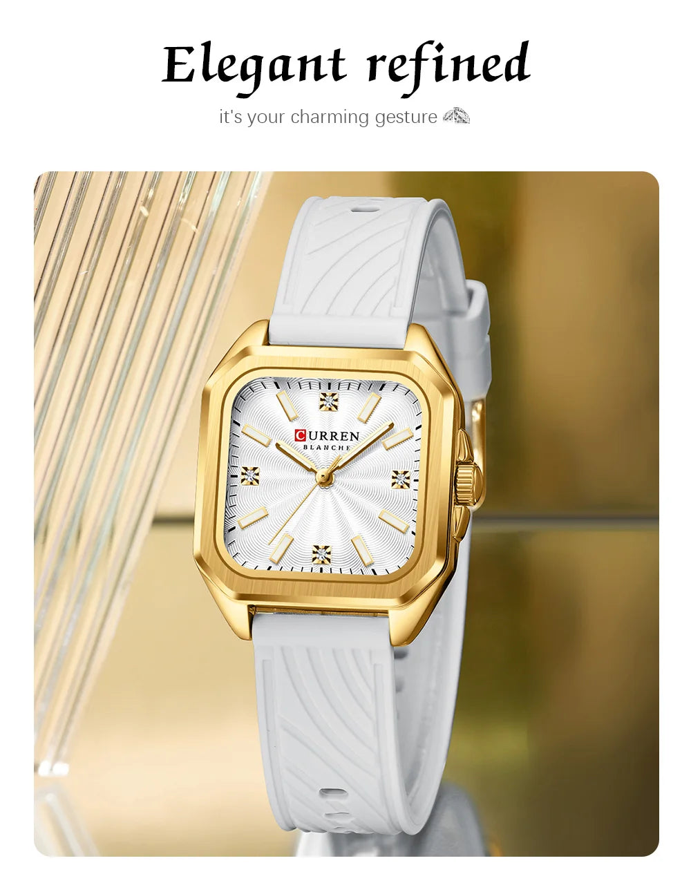 Relógio feminino quadrado minimalista pulseira pulseira de silicone casual