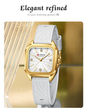 Relógio feminino quadrado minimalista pulseira pulseira de silicone casual