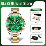 OLEVS 2870 Men's Watch Top Brand Luxury Watch for Men Original Waterproof Stainless Steel Chronograph Moon Phase Date Rota Dial