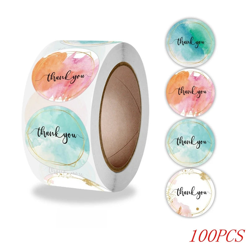 50-500pcs 1inch Blue Thank You Stickers For Envelope Sealing Labels Stationery Supplies Handmade Wedding Gift Decoration Sticker