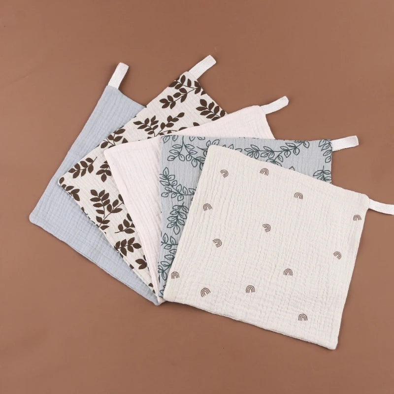 5 toallas de algodón absorbentes y suaves para bebé, para limpiar la cara, pañuelos, toallitas para el baño y la alimentación.