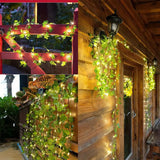 Varal de Luzes com Folhas Verdes (2m) – Cordão de LED com Hera Artificial para Decoração de Casamentos, Festas e Ambientes (Parede/Guirlanda)