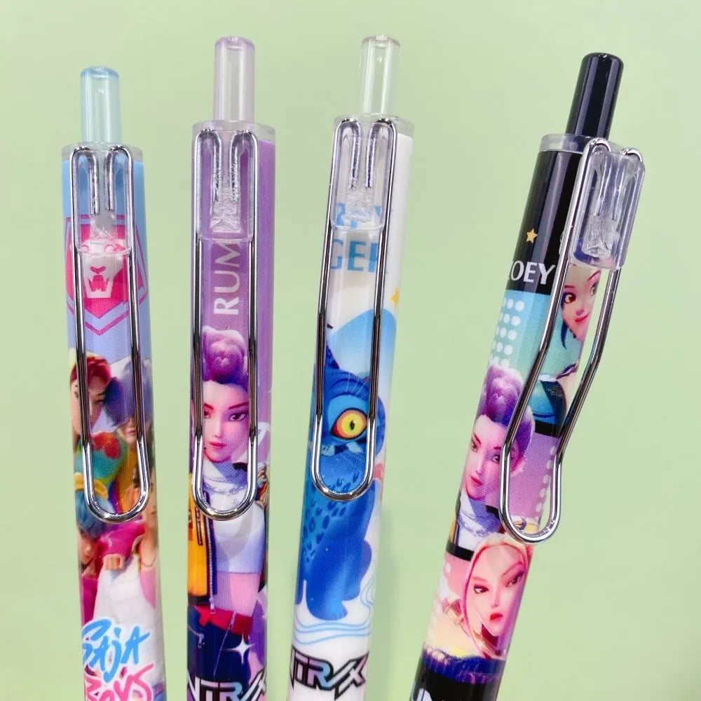 1/3/6/12Pcs KPop Demon Hunters Black Gel Pen Blind Box Student Writinng Pen Anime Figure Stationery Study Supplies Gift 0.5mm