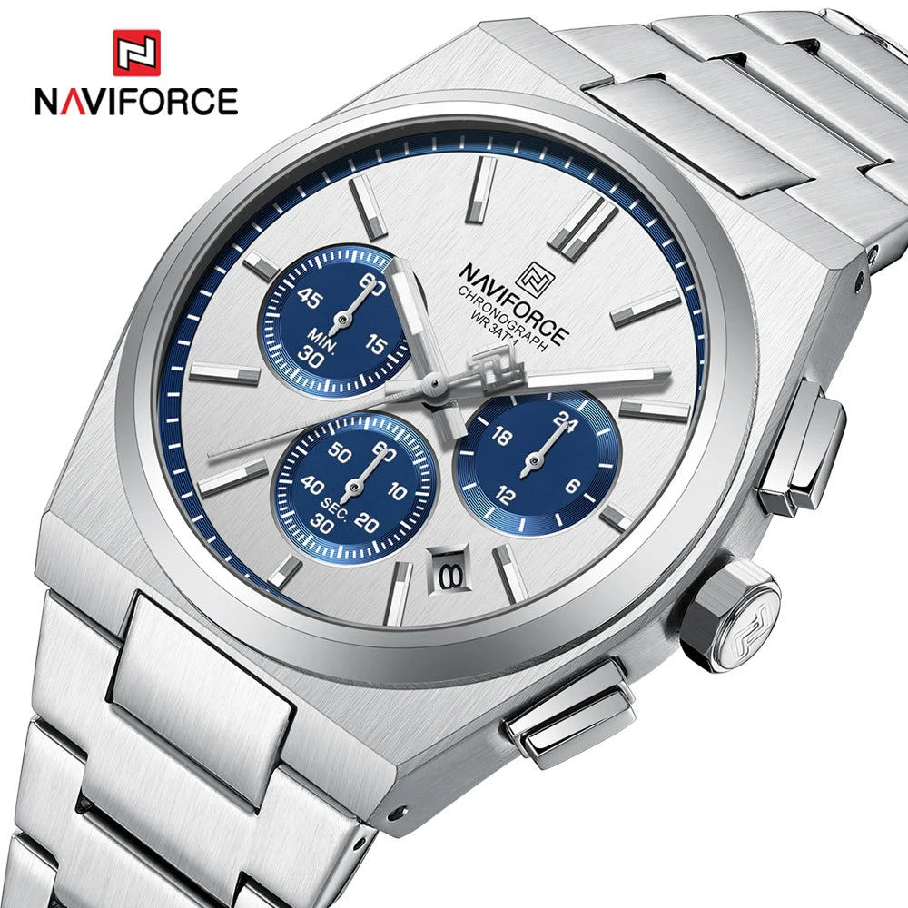 NAVIFORCE Men Casual Sport Quartz Calendar Wrist Watch for Men Business Steel Strap Waterproof Male Clock Relogio Masculino