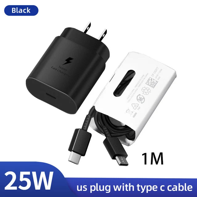 Cargador de pared Samsung PD de 45 W, carga superrápida, original de EE. UU., cable USB C a tipo C de 5 A, para Galaxy S25, S24, S23, S22 Ultra, A54, A53 y Note20.