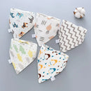 5pcs Baby Bibs Waterproof Pure Cotton Bilayer Saliva Towel Triangle Scarf Newborn Boys Girls Absorbent Cloth Bib Saliva Scarf