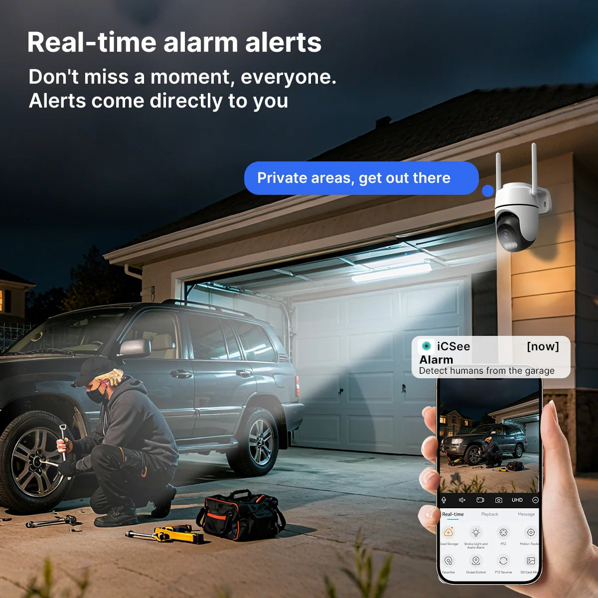 WONSDAR 2pcs PTZ Camera Outdoor IP Camera Video Surveillance WiFi Camera Home Security Protection Motion Detection Alarm iCsee