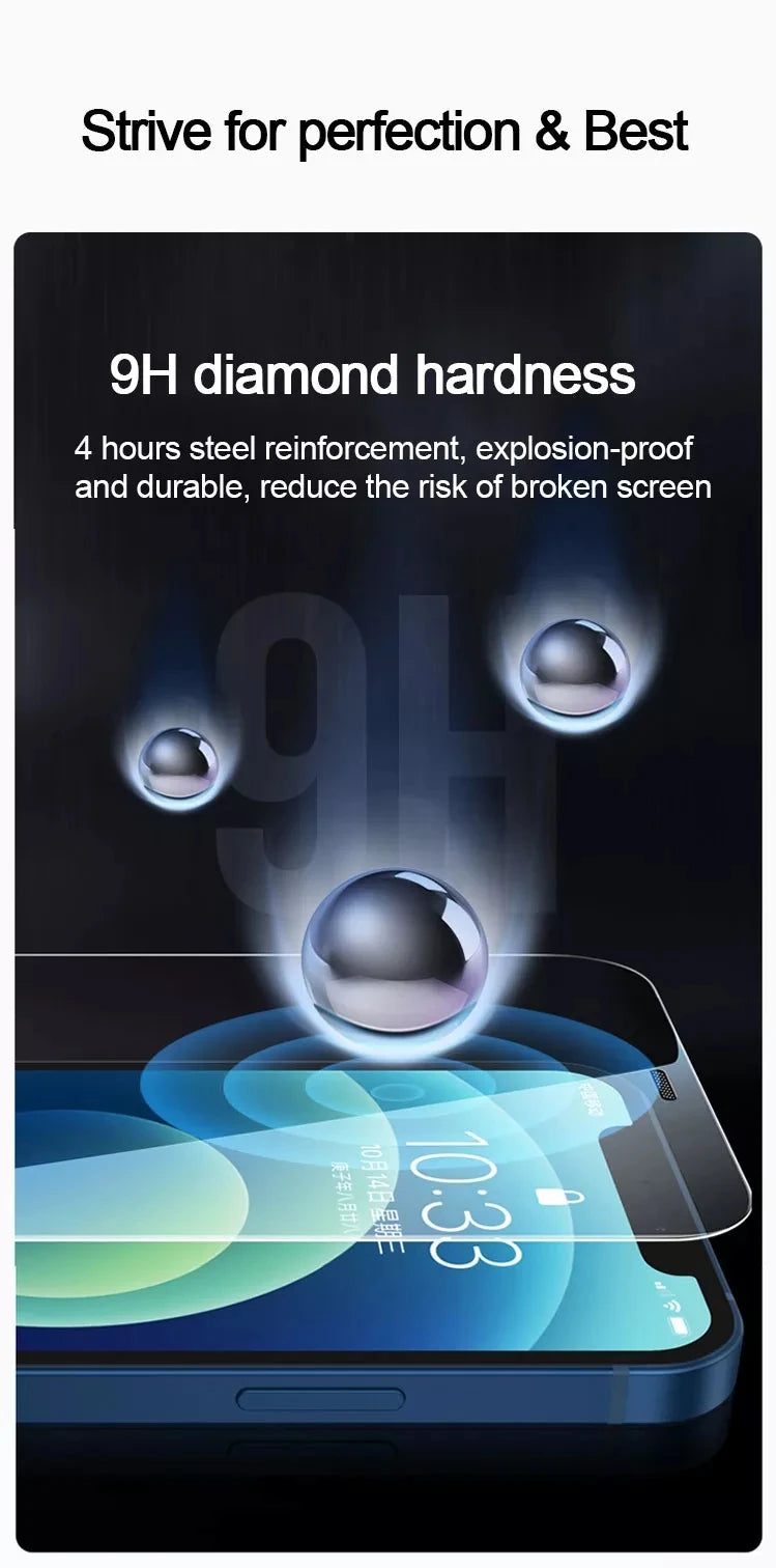 5 protectores de pantalla de vidrio templado para iPhone 11, 12, 13 Pro, XR, X, XS Max, 14 Pro Max, Mini, 7, 8, 6, 6S Plus, 5S, SE.