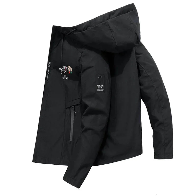 2024 Spring Autumn Fluffy Jacket Windproof Men's Casual Jacket Sports Print Hoodie Fashion Jacket for Men