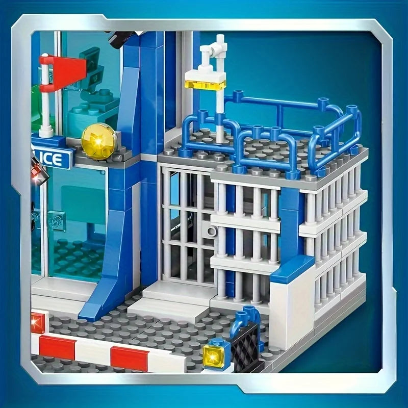 Police station building blocks, children's educational building block toys, Christmas gifts, birthday gifts (503 pieces)