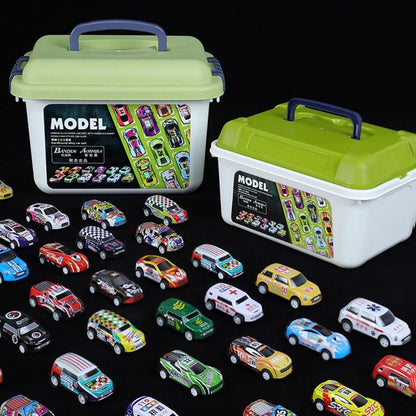 Mini coche de aleación con caja de almacenamiento, coches fundidos a presión, juguetes para niños, vehículo de inercia deslizante, kit de juguetes para niños, regalos para niños