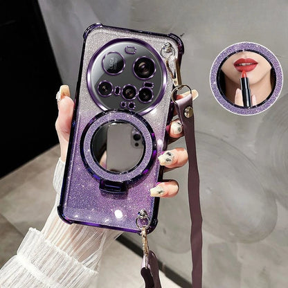 Crossbody Lanyard Shockproof Glitter Plating Magsafe Holder Case For Xiaomi 15 Ultra 14 14T 13 12 Pro Cover
