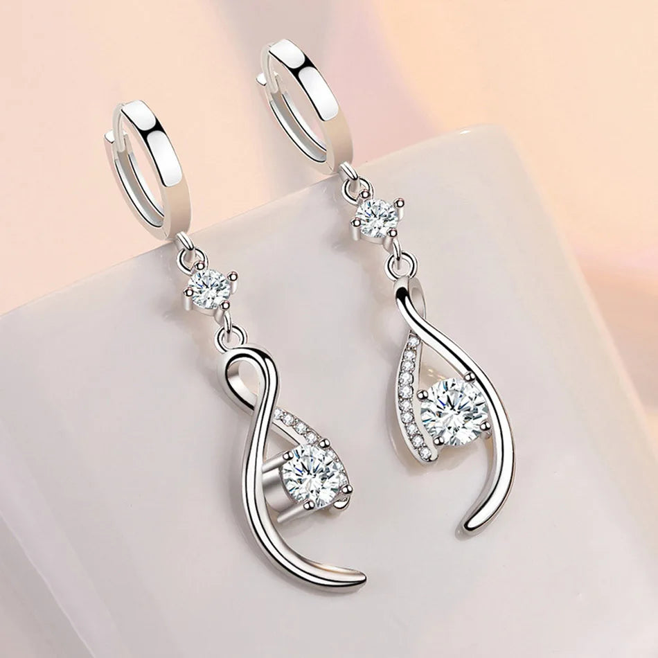 Pendientes CHSHINE de plata de ley 925 con circonitas azules entrelazadas para mujer, regalo de boda, joyería de moda.