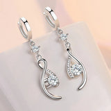 Pendientes CHSHINE de plata de ley 925 con circonitas azules entrelazadas para mujer, regalo de boda, joyería de moda.