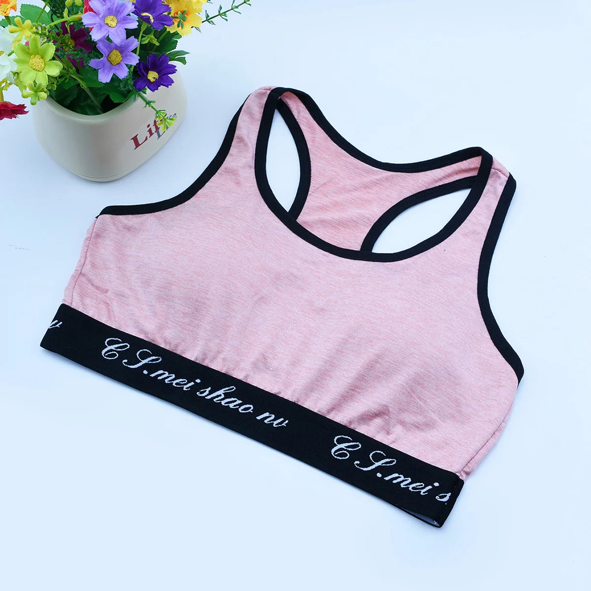 3PC Women Bras Girls Student Cross Strap Growing Period Sports Seamless Bra Training Vest Removable Sponge Bra Without Underwire