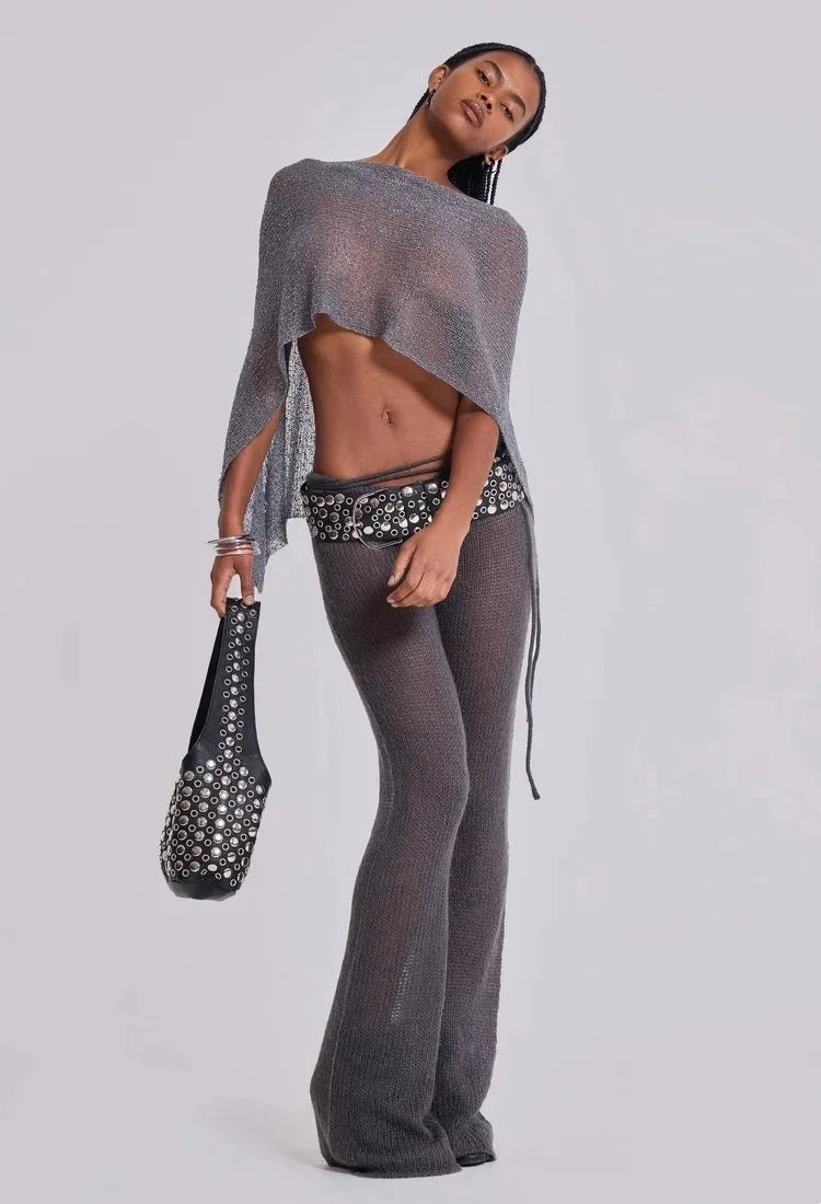 Jaded London gold knit hollowed-out one-piece top halter shawl multi-wear holiday style halter